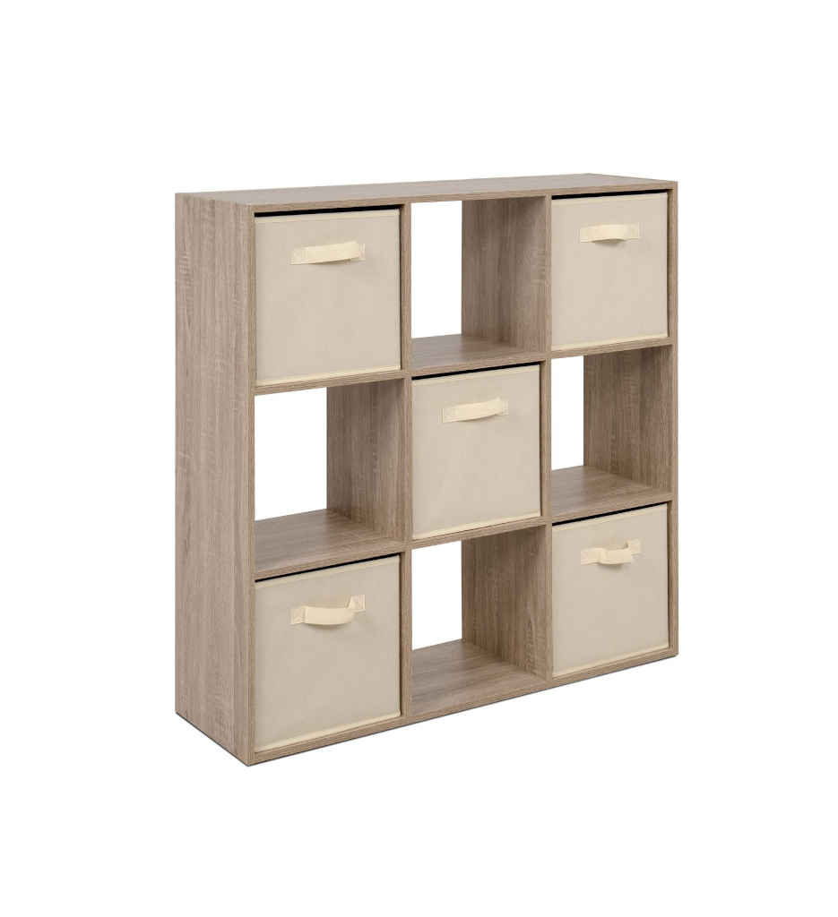 #1er Prix-Etagère avec paniers Arvika 9 niches  Chêne / beige  FIN 3969