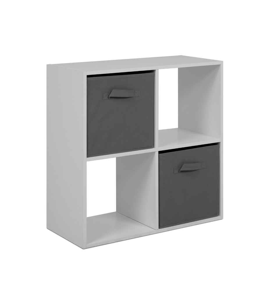 #1er Prix-Etagère avec paniers Arvika 4 niches Blanc/gris FIN 3964