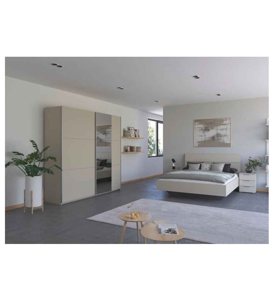 ARMOIRE 2 PORTES COULISSANTES 218 *210 CM AVEC MIROIR-CHAMPAGNE-AG042.503E-AURELIO