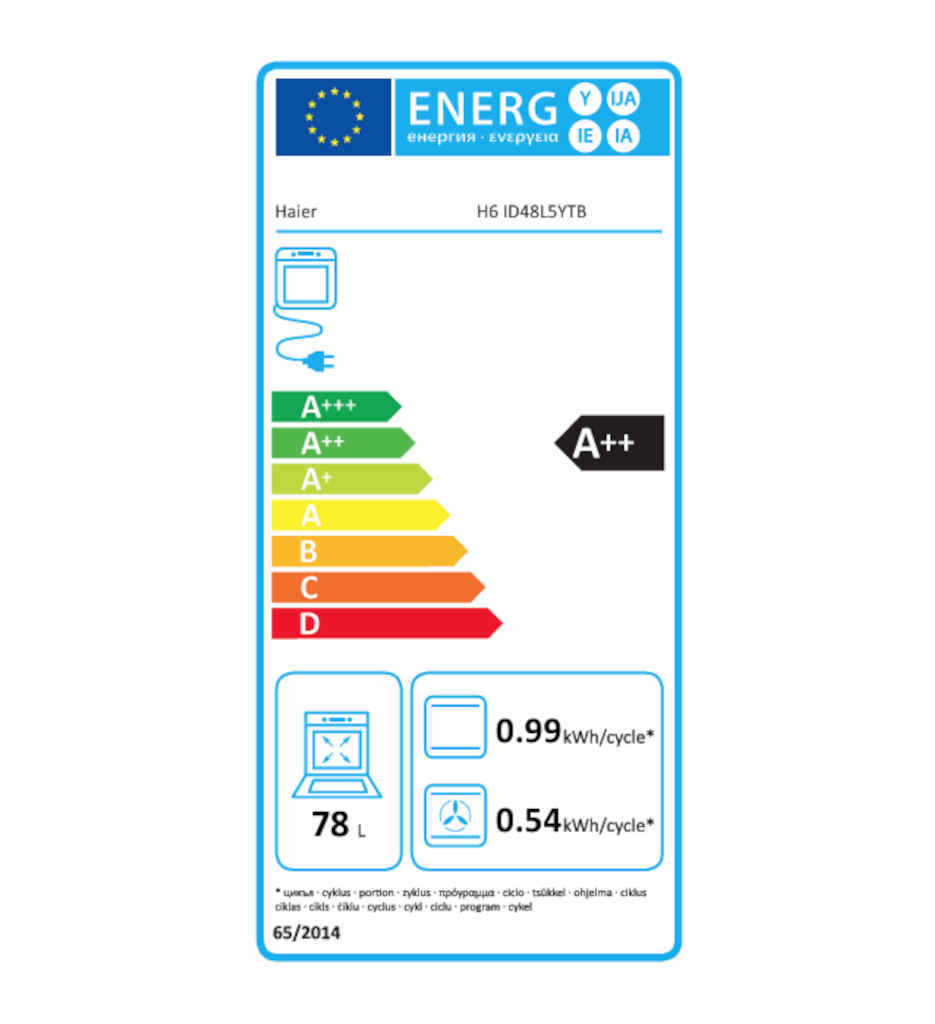 FOUR PYRO./HYDRO. 78L A++ BIONIC VISION °HAIER H6 ID48L5YTB
