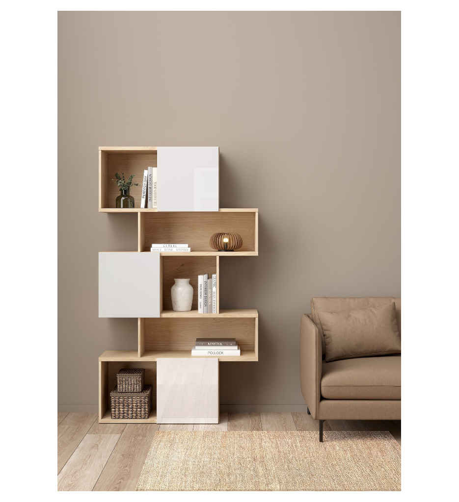 Bibliothèque chêne/blanc labyrinthe 71738hluu