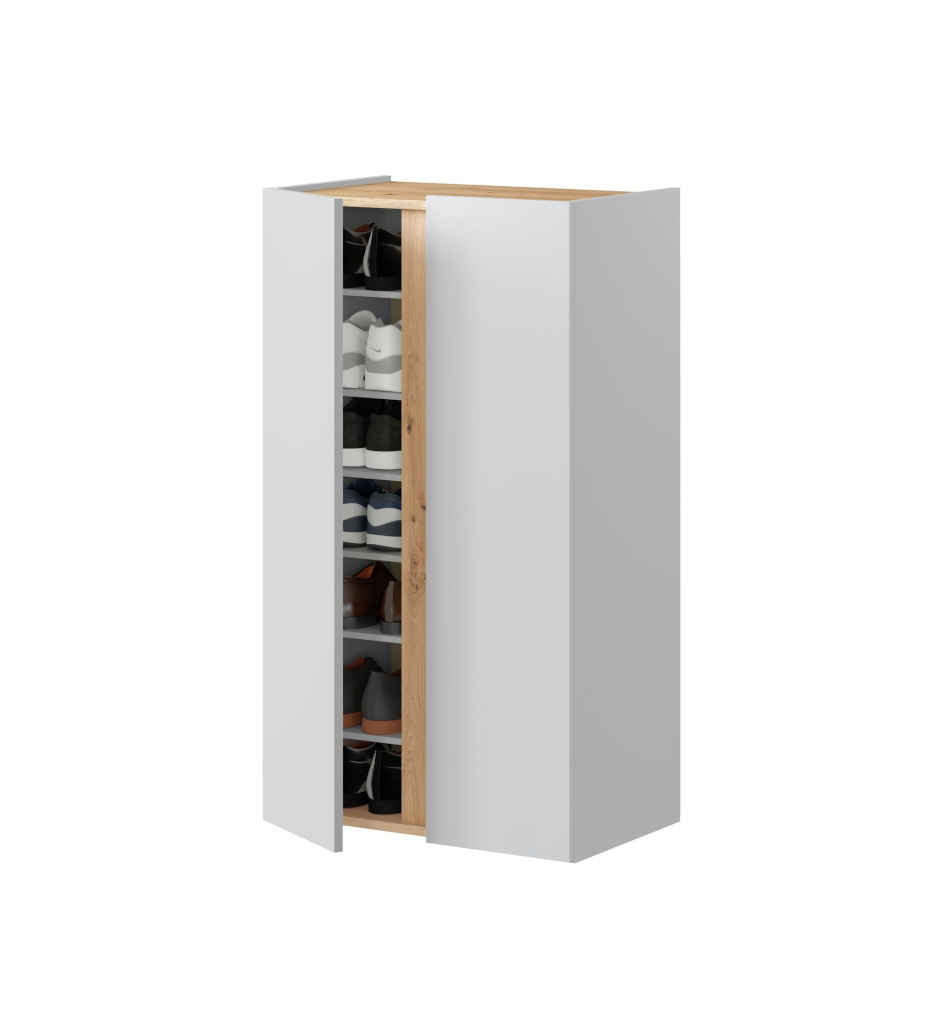 Meuble à chaussures 2 portes blanc/chêne ZAPATEROS 0w7811A