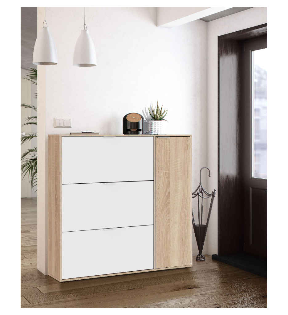 Meuble à Chaussures 3 abattants+1 porte ZAPATEROS 017818F