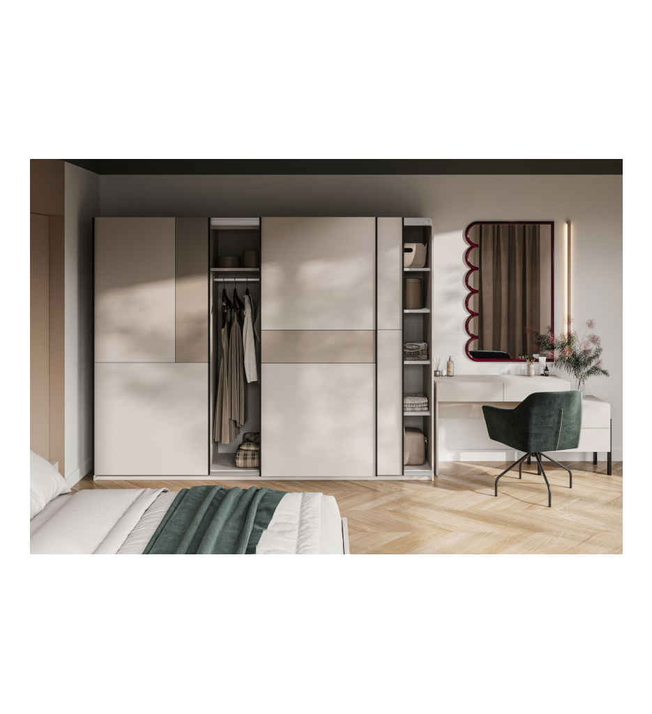 ARMOIRE 3 PORTES COULISSANTES-L270 CM-24KCOF69-CASHMERE/ CASHMERE/CONGO-CUBE