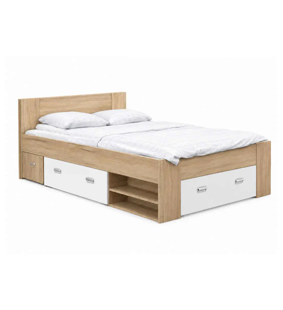 #LIT 140x200 cm/3 TIR+1 CHEVET+TIROIR LIT-BDSL02/Q36F-BOB