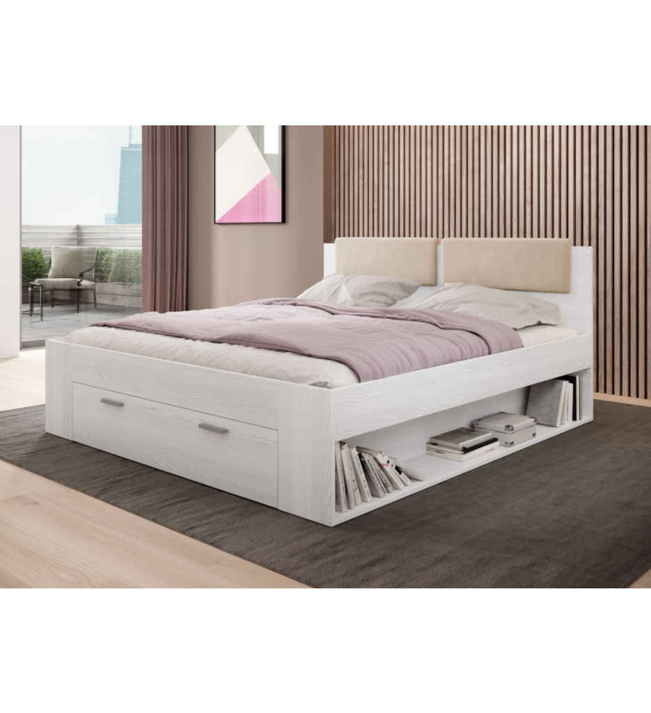 #LIT 140*200 CM+TIROIR-24AAEA50-GALAXY WHITE