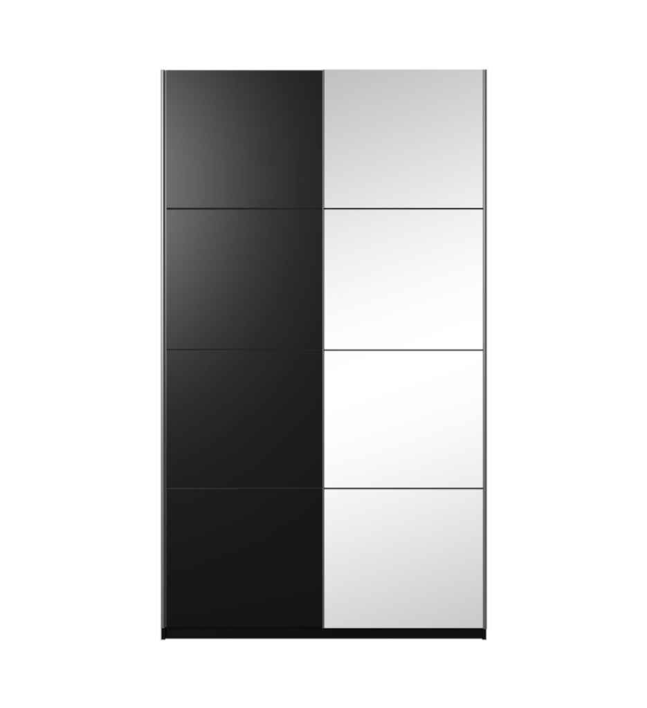 ARMOIRE 2PT NOIR AVEC MIROIRS-120CM-22W01654-BETA