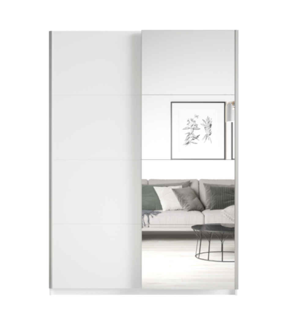 ARMOIRE 2PT BLANC MAT AVEC MIROIRS-150CM-22971655-BETA