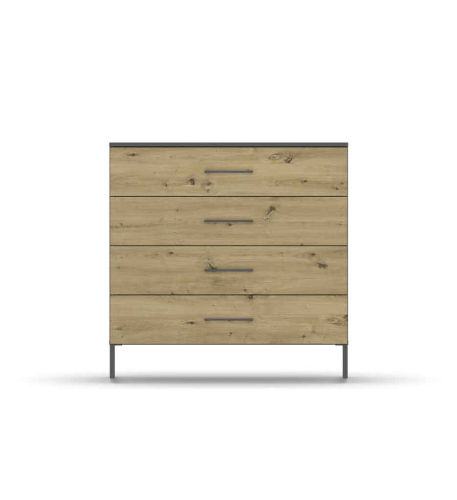 COMMODE 2T/2T -AC171.63W9-CHENE ARTISAN/GRIS METAL- BUTTE