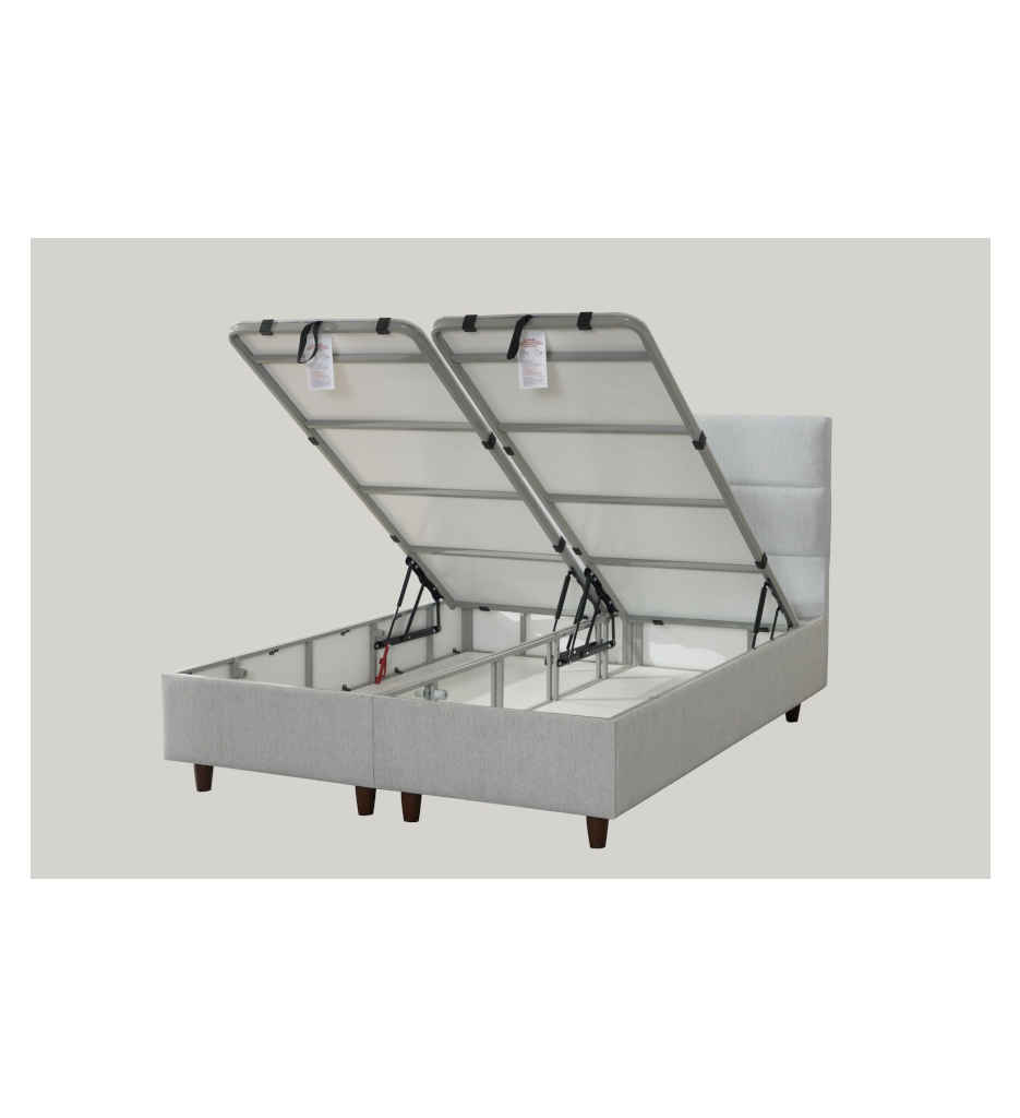 ²LIT 160*200 CM AVEC COFFRE-TISSU FABRIC BLANC-HYPERSOFT