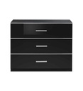 #COMMODE GLOSSY NOIR 3 TIROIRS