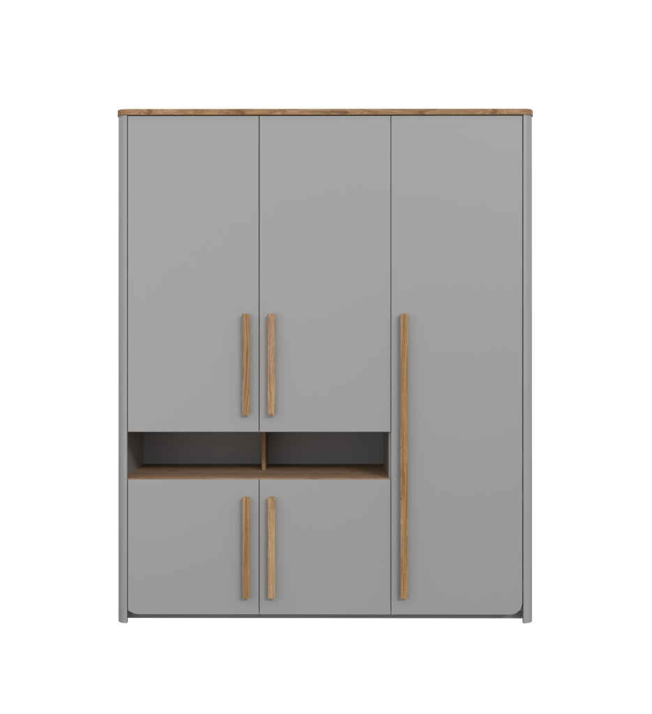 #ARMOIRE 5PT/2N-158 CM-GRIS/CHENE CHATAIGNE-SFNS731-SURFINO
