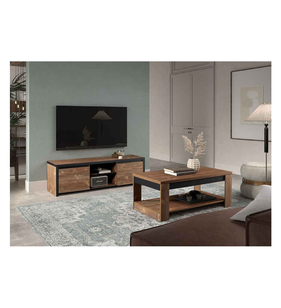 MEUBLE TV -160CM-MANGO-SILVERSTRE