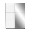 ²ARMOIRE 2 PORTES COULISSANTES+MIROIR L150CM-BLANC MAT-190009-GHOST