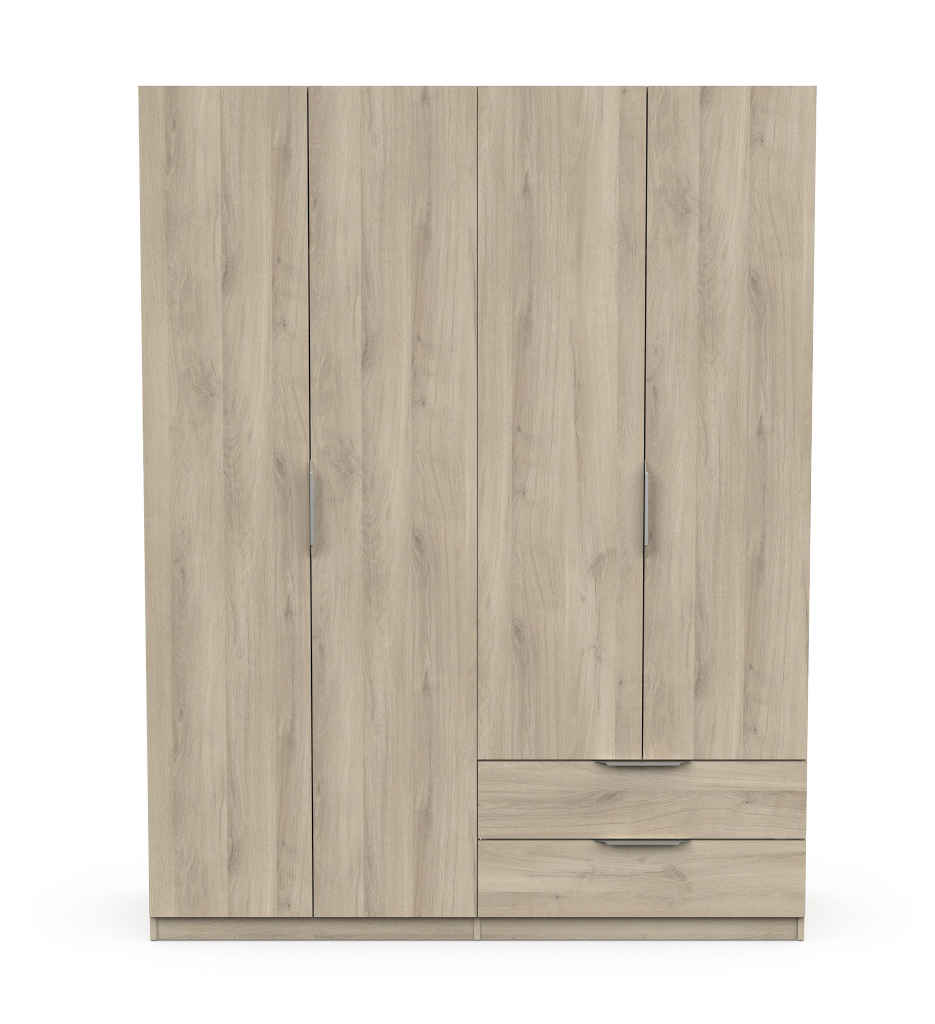²ARMOIRE 4PORTES 2TIROIRS -157 CM-CHÊNE KRONBERG-391392-GHOST