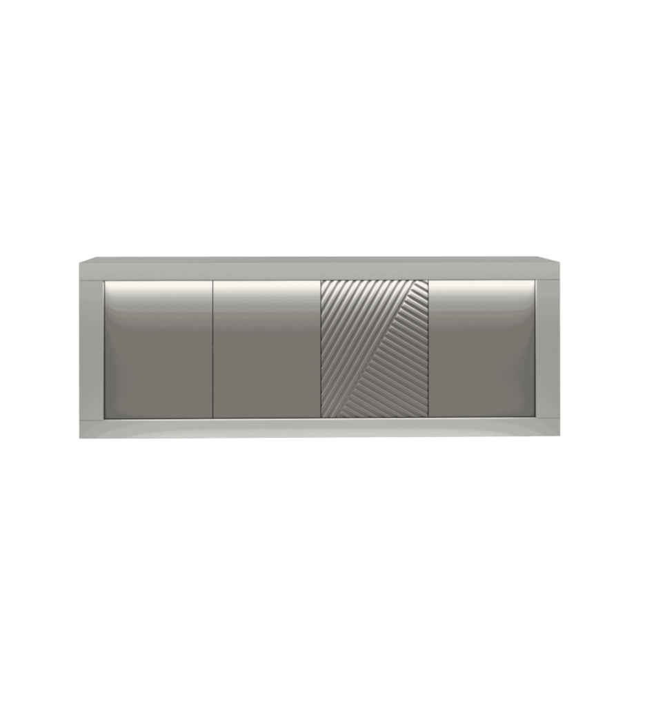 BUFFET 4 PORTES N°14 -LAQUE GRIS CLAIR/GRIS-JANE 0709