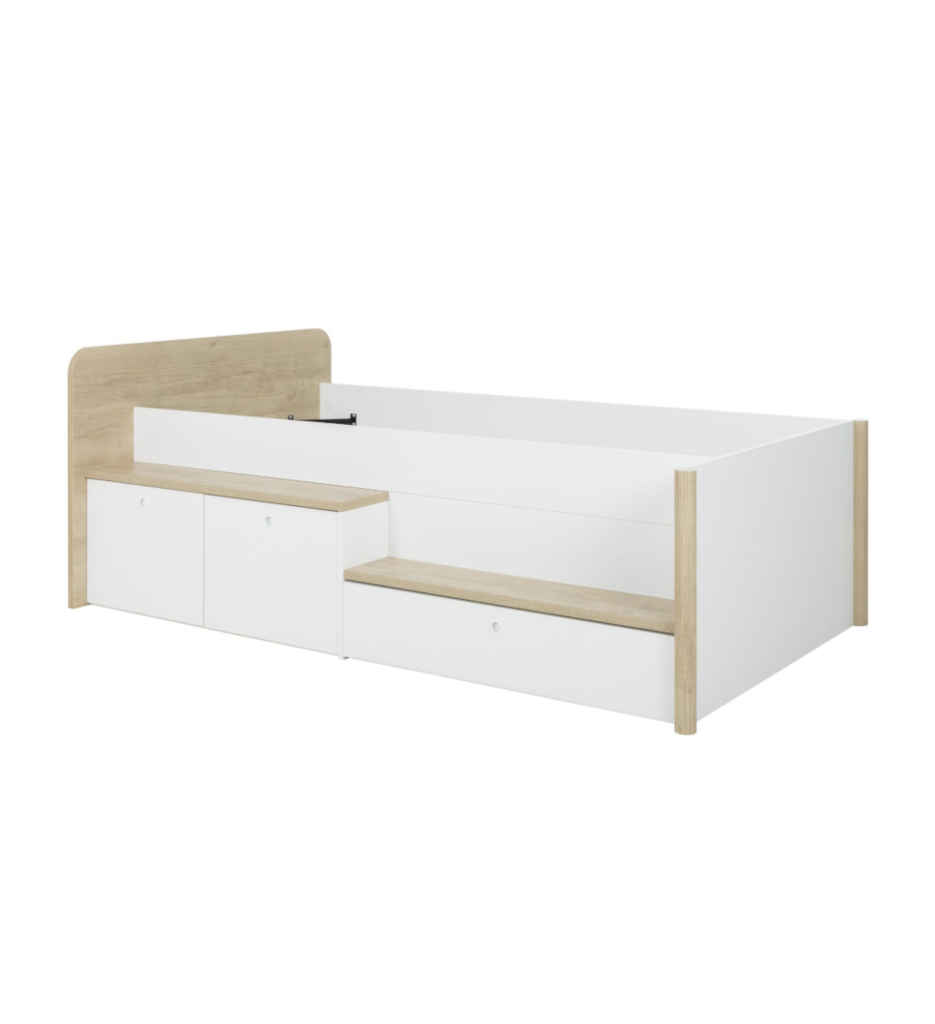 #LIT COMPACT 90*200CM-CHATAIGNIER NATUREL /BLANC-1G2R306-MATIS