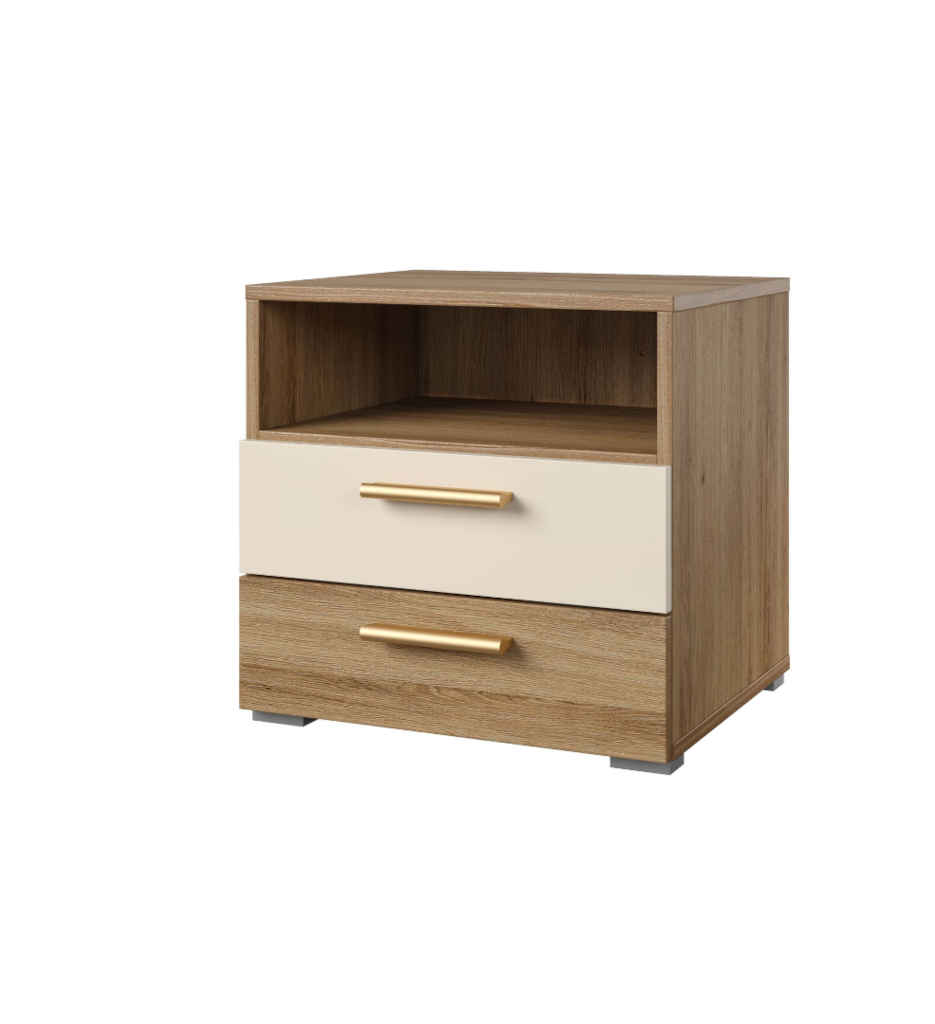 CHEVET 2 TIROIRS-1 NICHE-24DBNH22-CHÊNE SAUVAGE BEIGE-SABLE-VERTINA