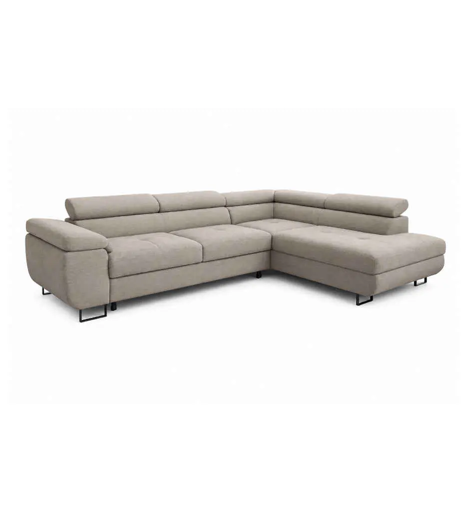ANGLE DROIT CONVERTIBLE+COFFRE-TISSU TORONTO 14 GRIS-ANTON