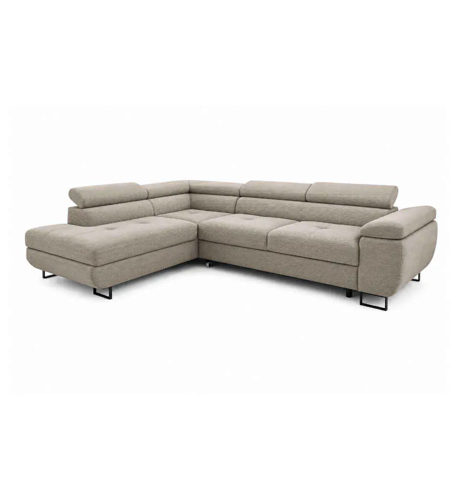 ANGLE GAUCHE CONVERTIBLE+COFFRE-TISSU TORONTO 14 GRIS-ANTON