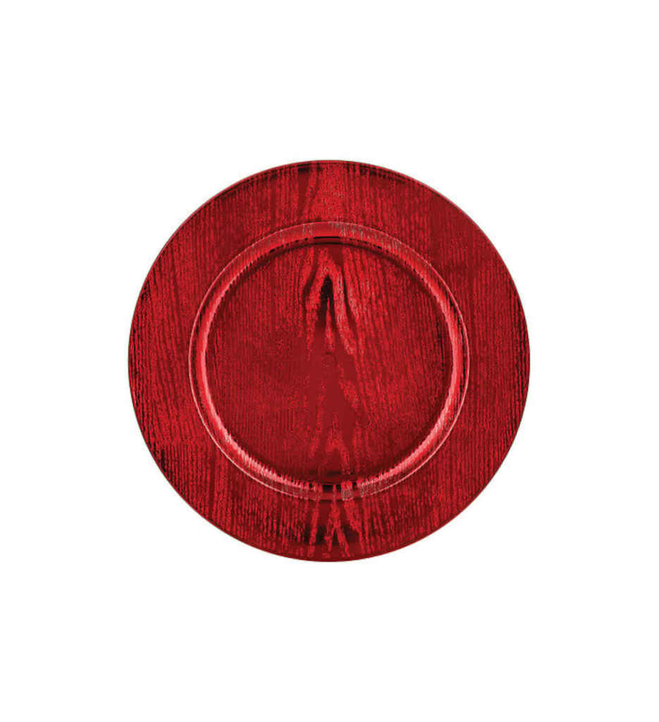 Assiette présentation ronde 33 cm effet bois rouge JJA 129812RG