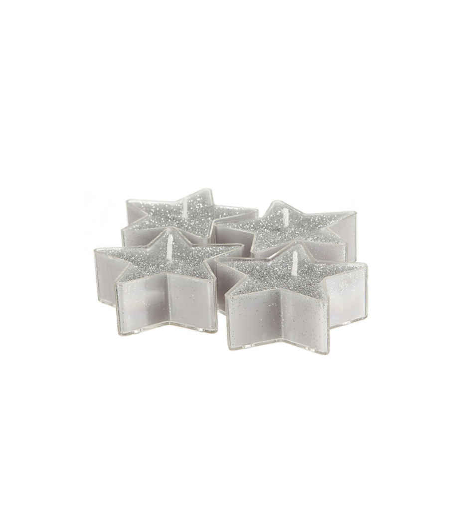 BOUGIE ETOILE PAILLETTES X4 ARGENT 128451AR
