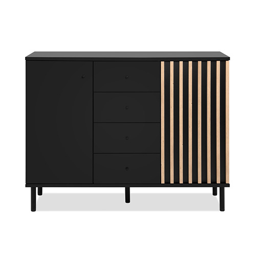 RANGEMENT 2P 4T MONZA 01B NOIR/BOIS 003740