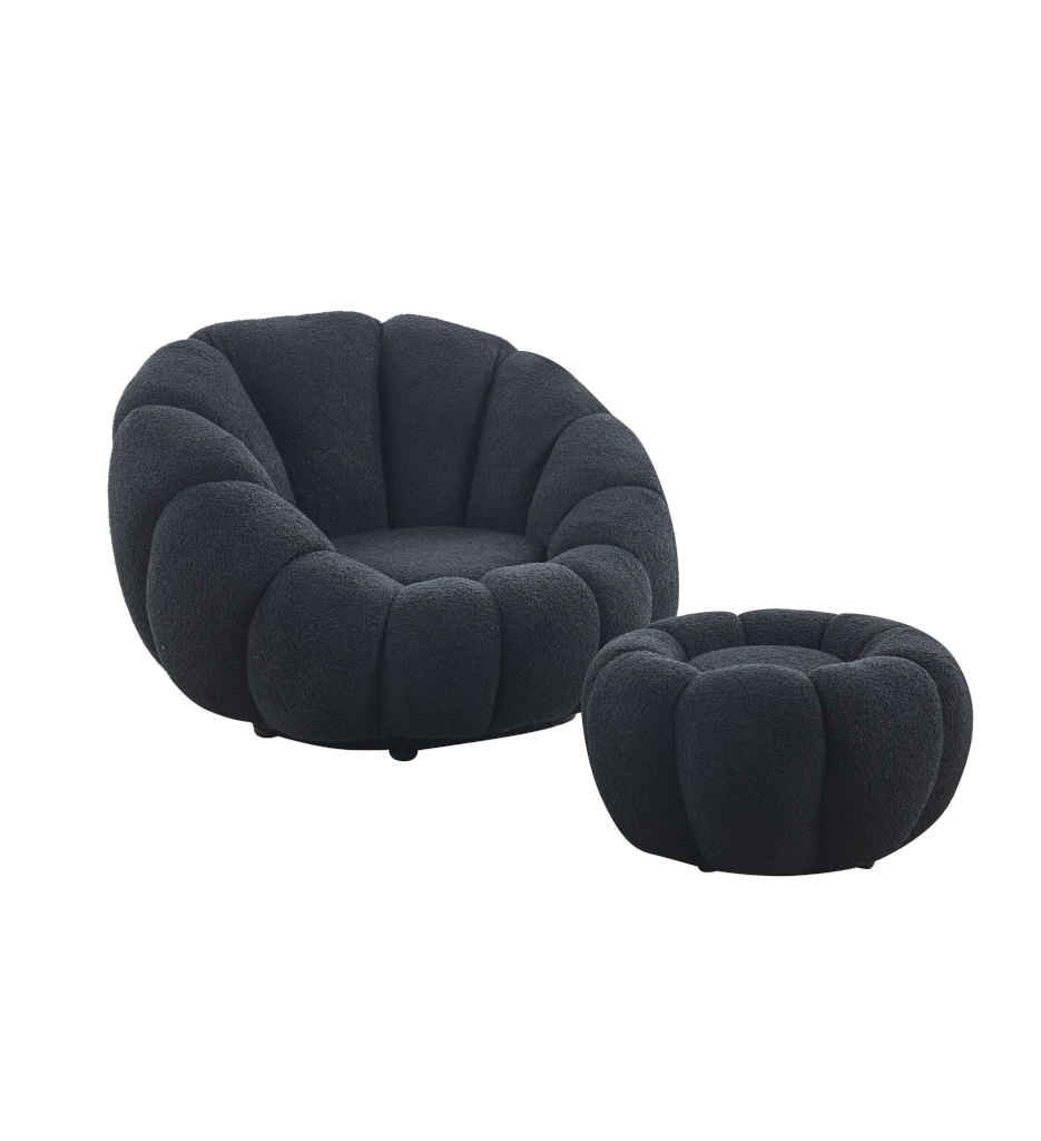 ²FAUTEUIL+POUF-BLACK TEDDY-PUMPKIN CHAIR