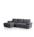 #ANGLE GAUCHE CONVERTIBLE + COFFRE LHF-TISSU FABRIC-18 GREY SF-395-LANLO
