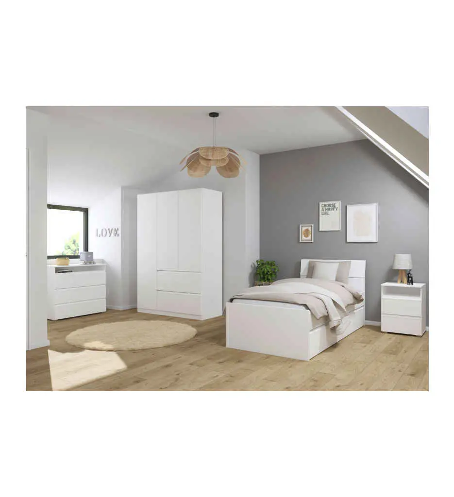 LIT 90*200CM AV 2 TIROIRS INCLUS-BLANC ALPIN-AG504-0J90-BG09JOEL