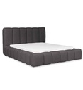 LIT + COFFRE- 160*200 CM-TISSU GRIS ANTHRACITE-TORIA