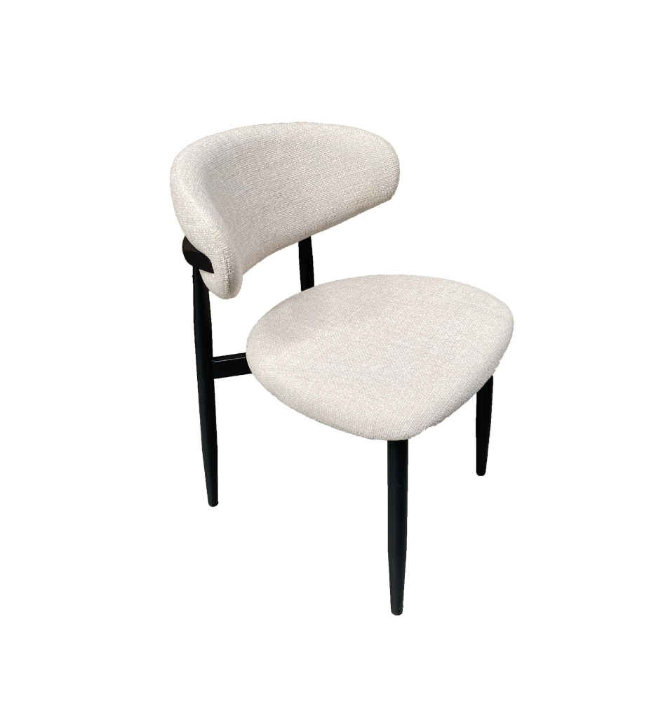 CHAISE TISSU WHITE PIEDS NOIR-TISSU CHACHA 140-CH309
