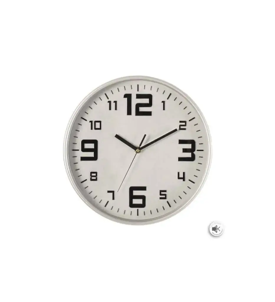 Horloge Elian diam 30 cm plastique argent 114555D