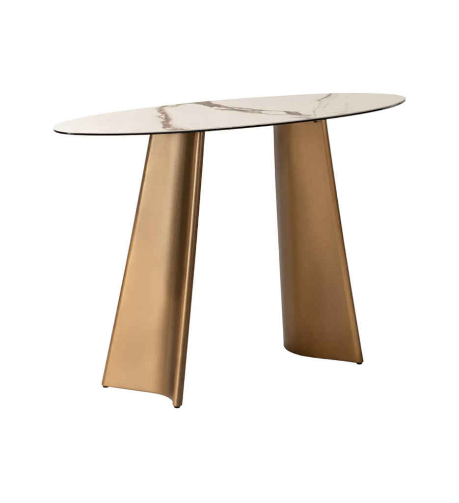 CONSOLE PLATEAU CERAMIQUE-BLANC & TAUPE-53122BT-NEMO