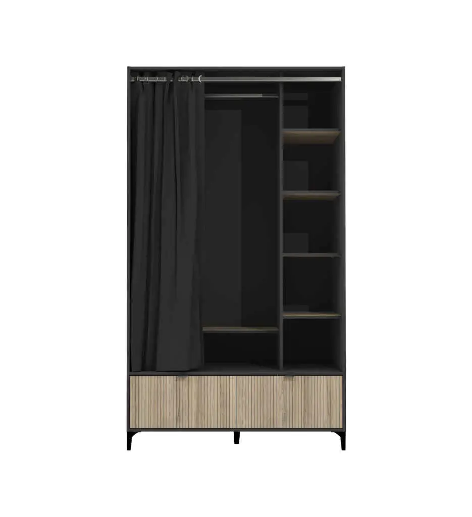 #KIT DRESSING-2 TIROIRS-121.5CM-ARTISAN/NOIR-606795-QUOTIDIEN