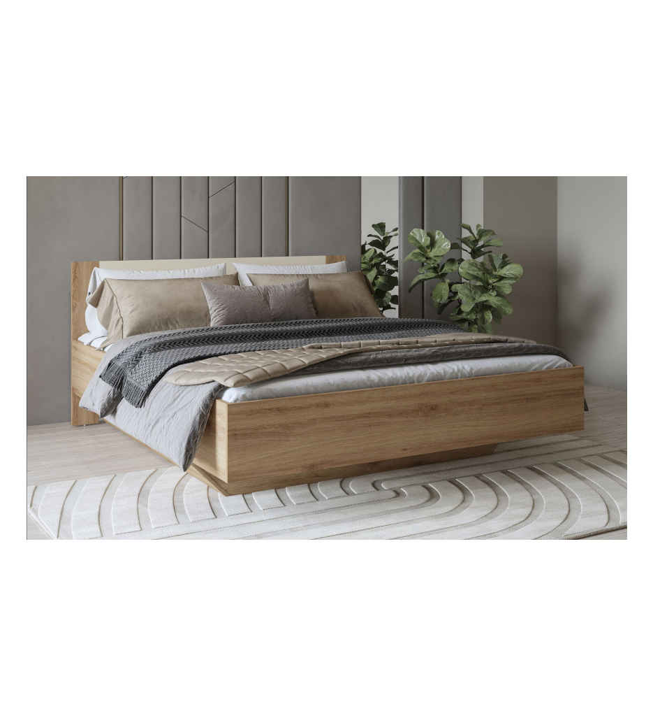 LIT 180*200 CM24DBNH32-CHÊNE SAUVAGE BEIGE-SABLE-VERTINA