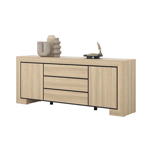 BAHUT 2PT/3T-225 CM- CHÊNE ÉLÉGANT/NOIR 24DEOC25/2D3S-CUBA II