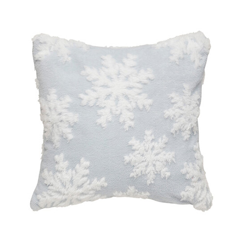 Coussin décor flocons bleus 40x40 cm blanc 208635