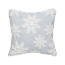 Coussin décor flocons bleus 40x40 cm blanc 208635