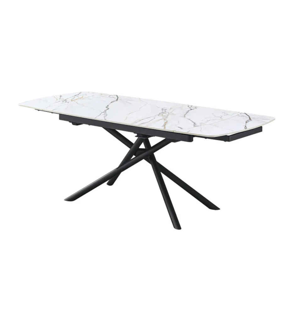 #TABLE CERAMIQUE-AV ALLONGE 140(200)*90 CM-BLANC-41262BL-OLIVIA