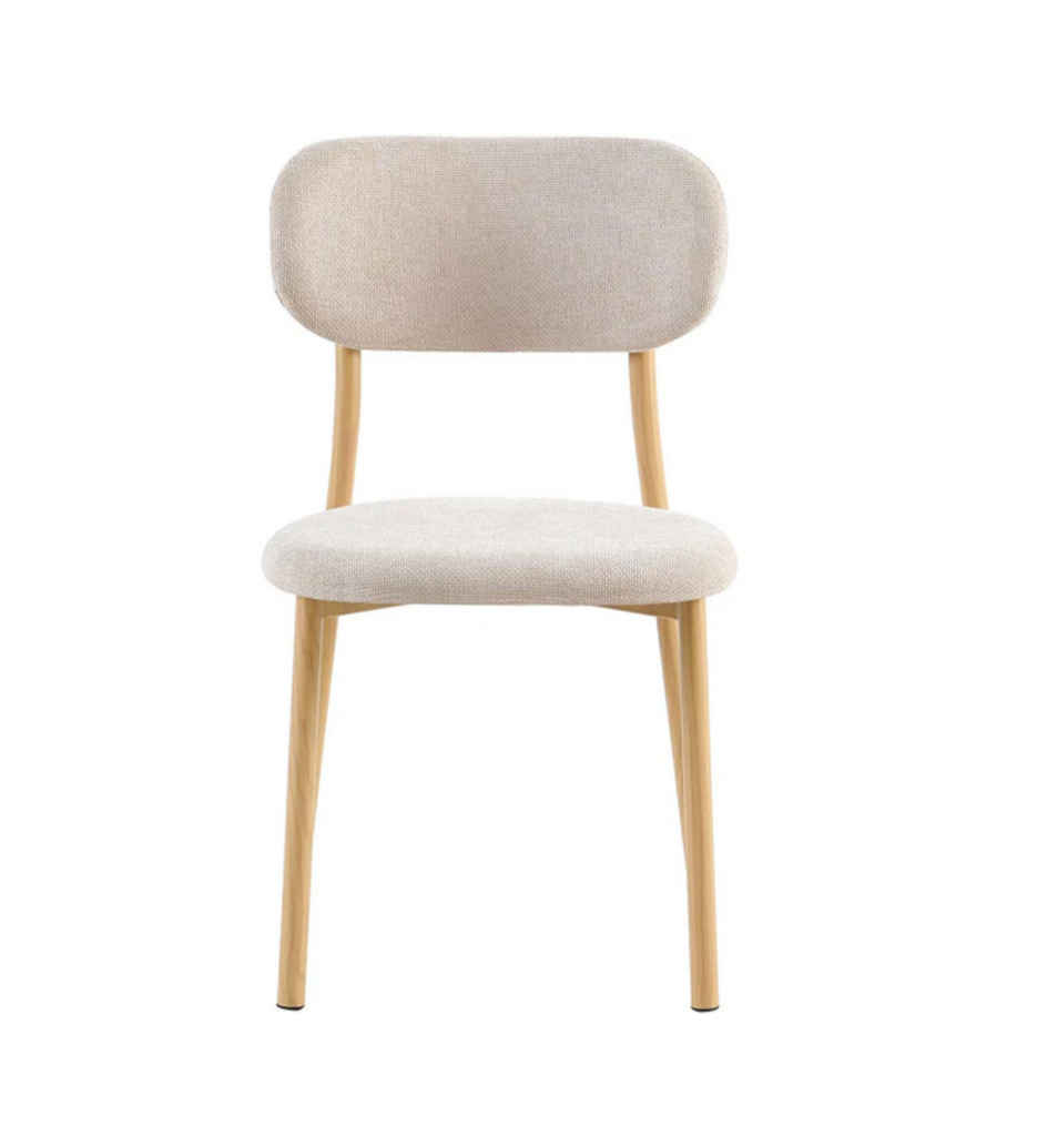 #CHAISE METAL COLORIS BOIS-TISSU BEIGE CLAIR-18615LI-ARENA