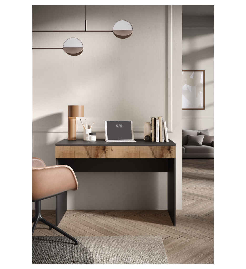 Bureau/Console SMILE noir-chêne pero 408048P-1100