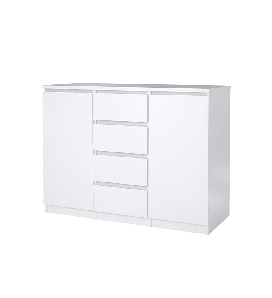 RANGEMENT 2 PORTES 4 TIROIRS HINA BLANC LAQUE TV 76236uu