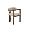 CHAISE AVEC ACCOUDOIR-BOIS DARK BROWN-TISSU CAPPUCCINO-EVE