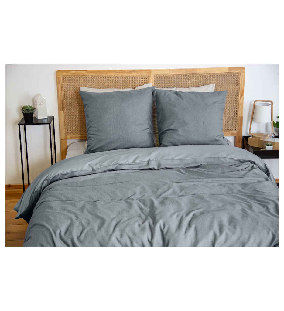 #PARURE 240 X 220 SENSATION FLANELLE ARDOISE
