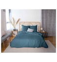 PARURE 240 X 220 COTON-LIN LAVE BLEU MIRAGE