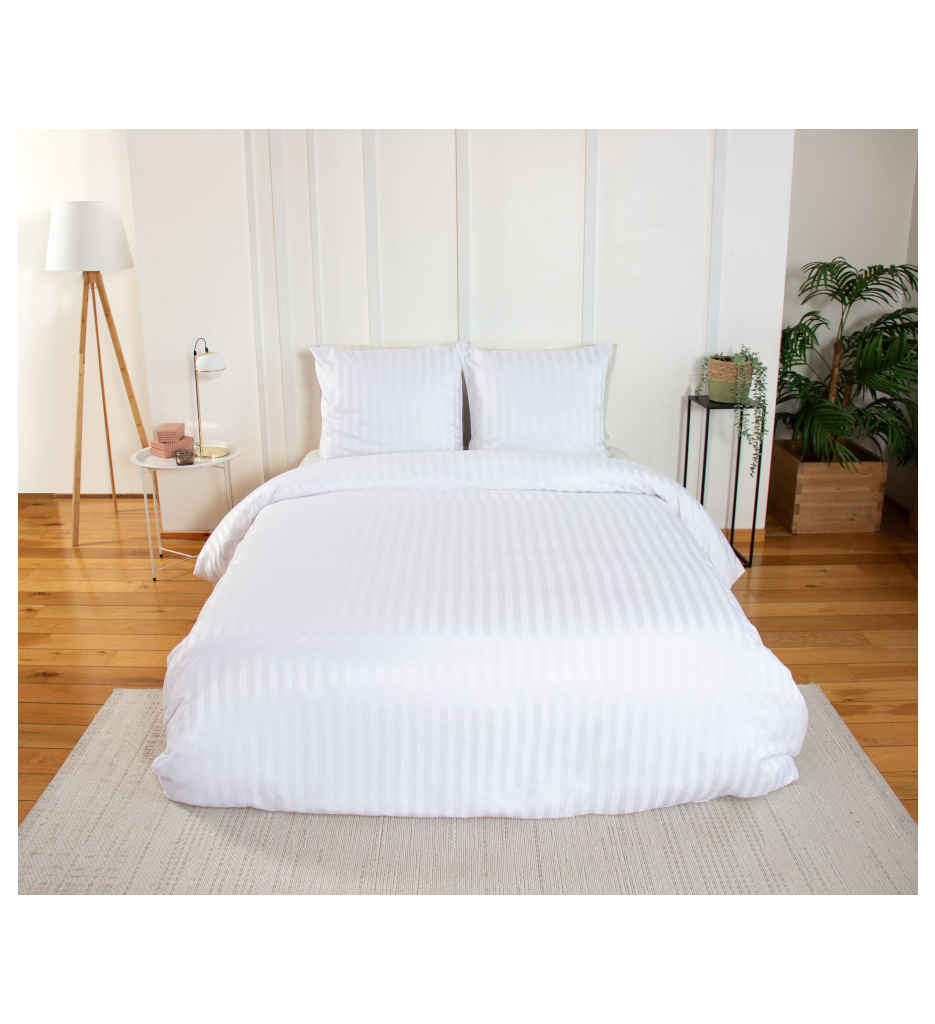 PARURE 240 X 220 MICROFIBRE SATIN DOBBY BLANC