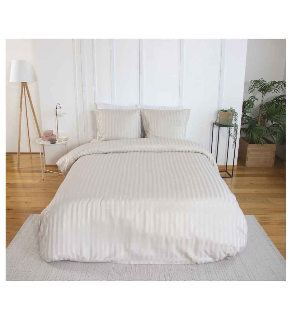 PARURE 260 X 240 MICROFIBRE SATIN DOBBY ALBATRE