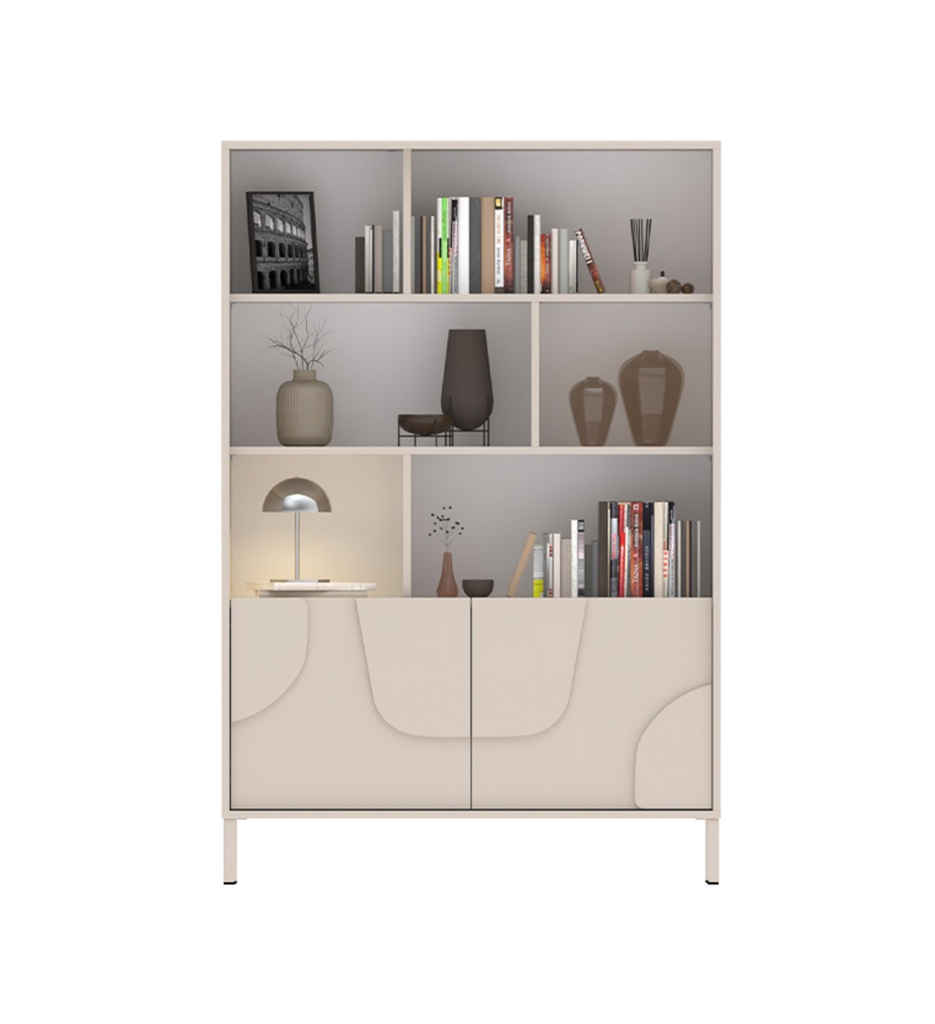 BIBLIOTHEQUE 2 PORTES-L 106 CM-203194-14-CASMHERE-STONE