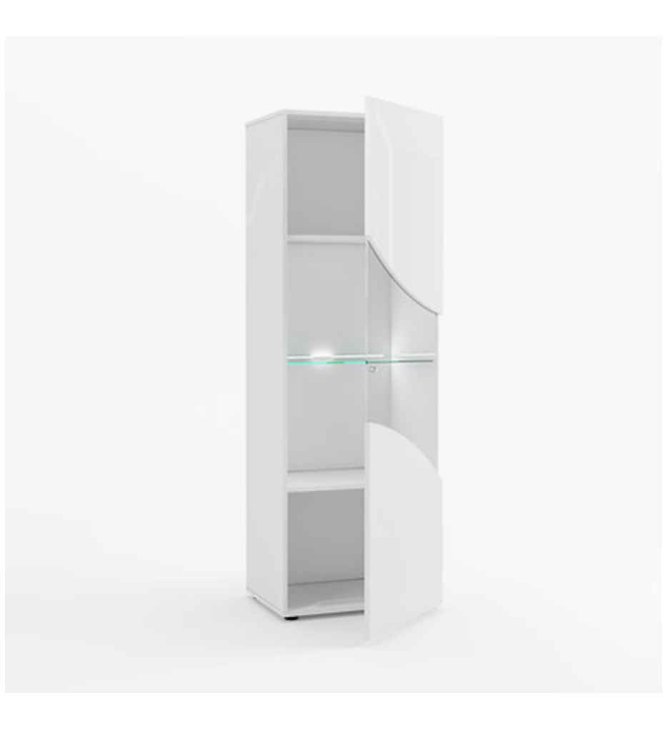 VITRINE 1 PORTE GLACE N°02-L.60CM-25SA3710-LAQUE BLANCHE BRILLANTE-PULP